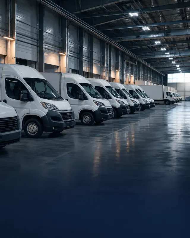 Commercial vehicle fleet in a logistics centre