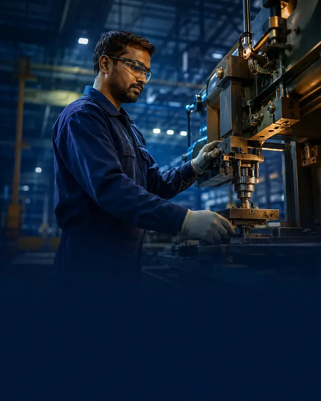 Manufacturing technician operating industrial equipment